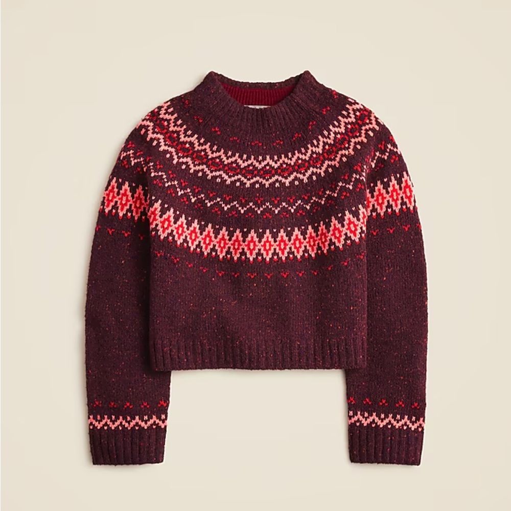 J. Crew Fair Isle wide-mockneck sweater size large NWT